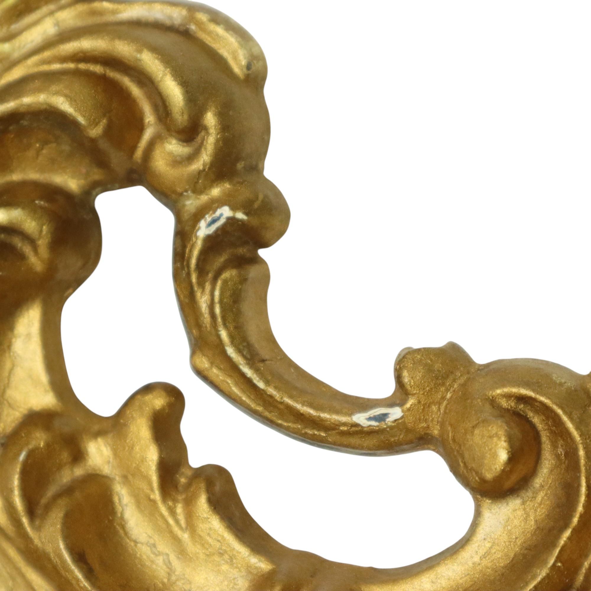 Espejo Italiano Dorado Crestado Estilo Rococó Clásico 86cm en venta 5