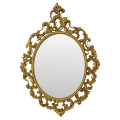 Espejo Italiano Dorado Crestado Estilo Rococó Clásico 86cm