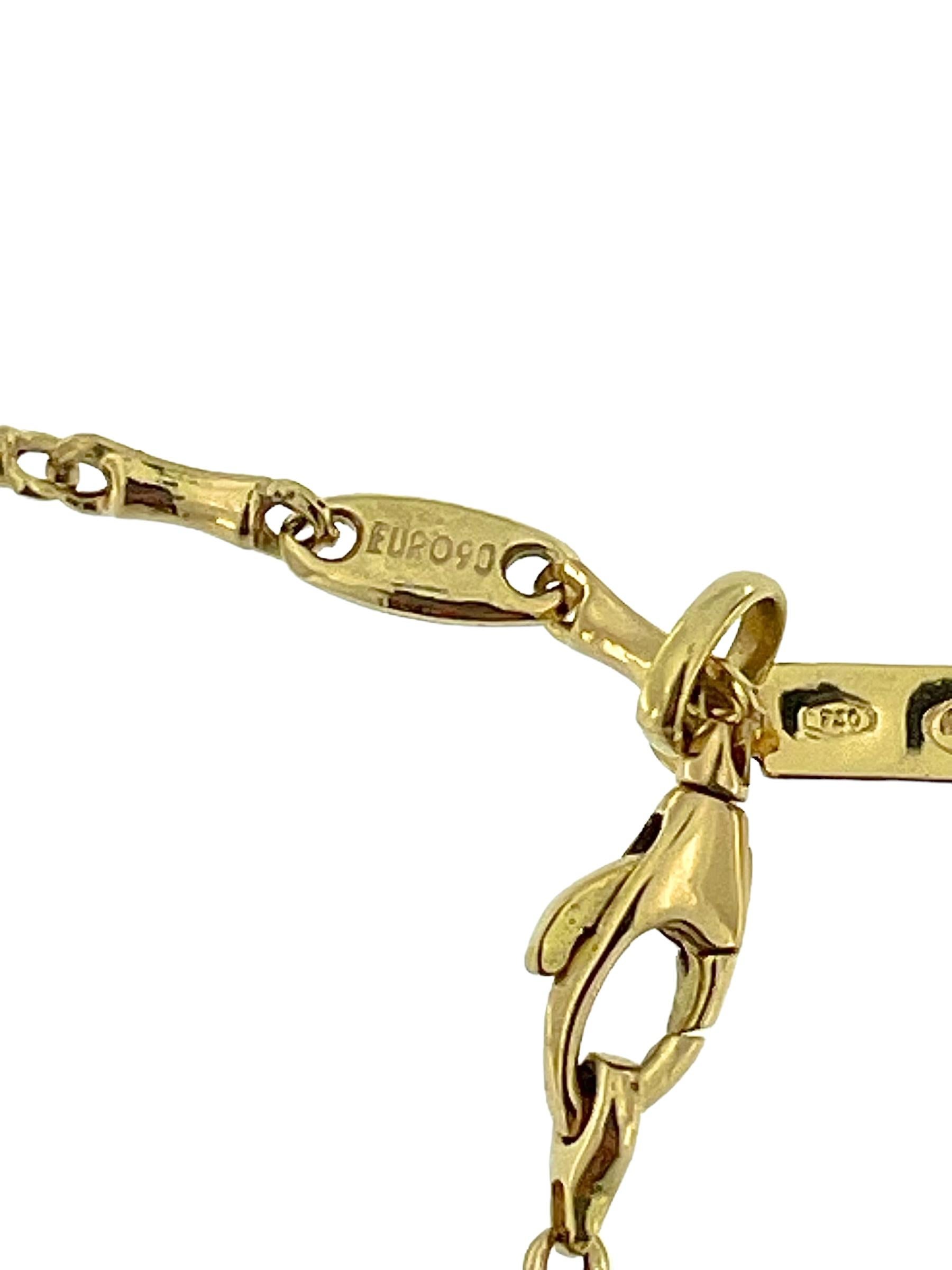 Italienisches goldenes Kruzifix mit Bambusgliedernkette aus Gold  im Angebot 1