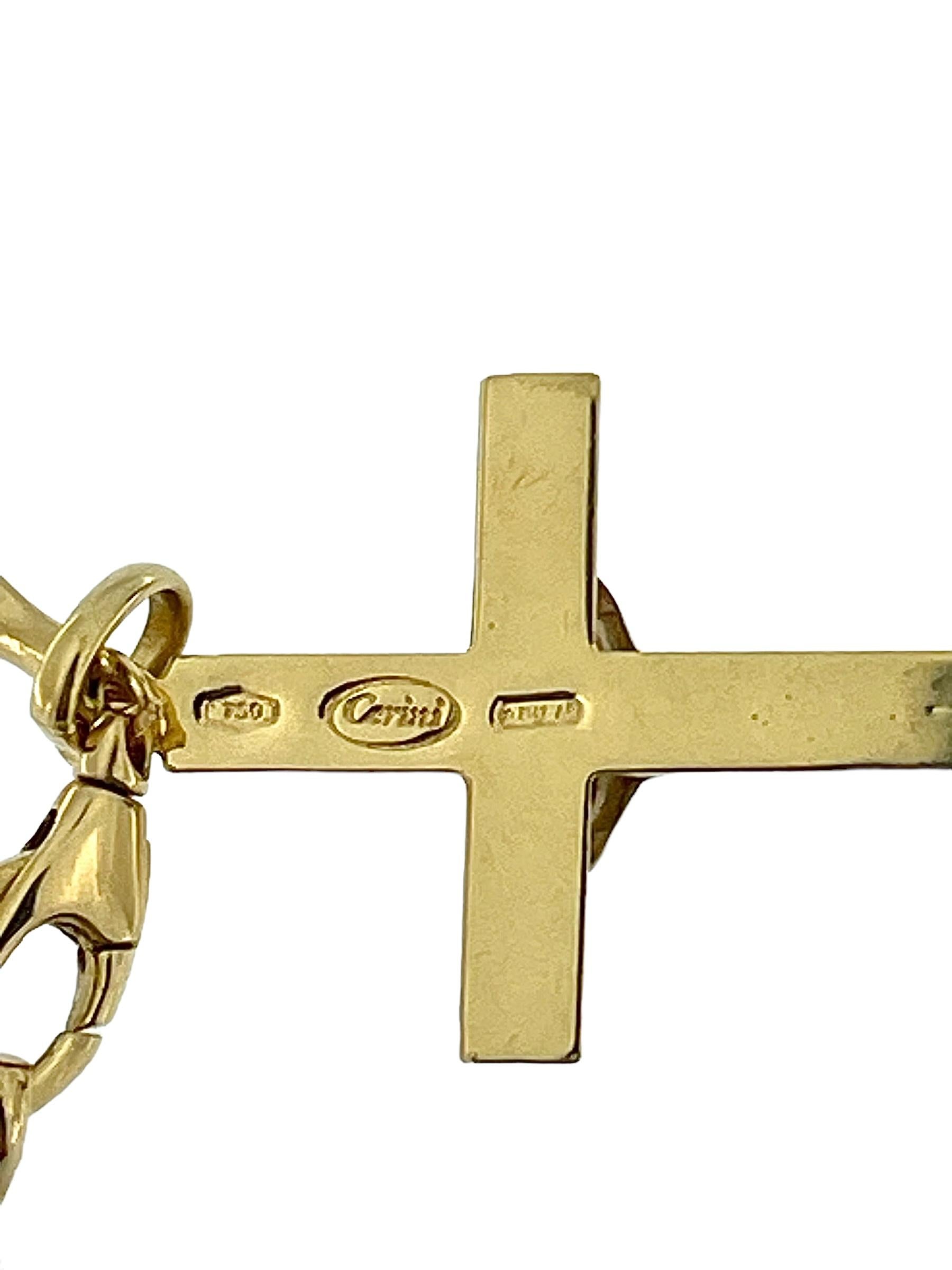 Italienisches goldenes Kruzifix mit Bambusgliedernkette aus Gold  im Angebot 2