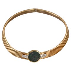 Italian Gold Diamond Ancient Coin Pendant Necklace