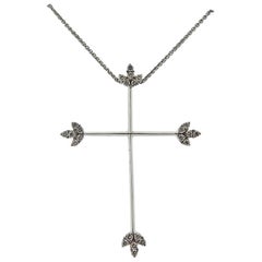 Italian Gold Diamond Cross Pendant Necklace