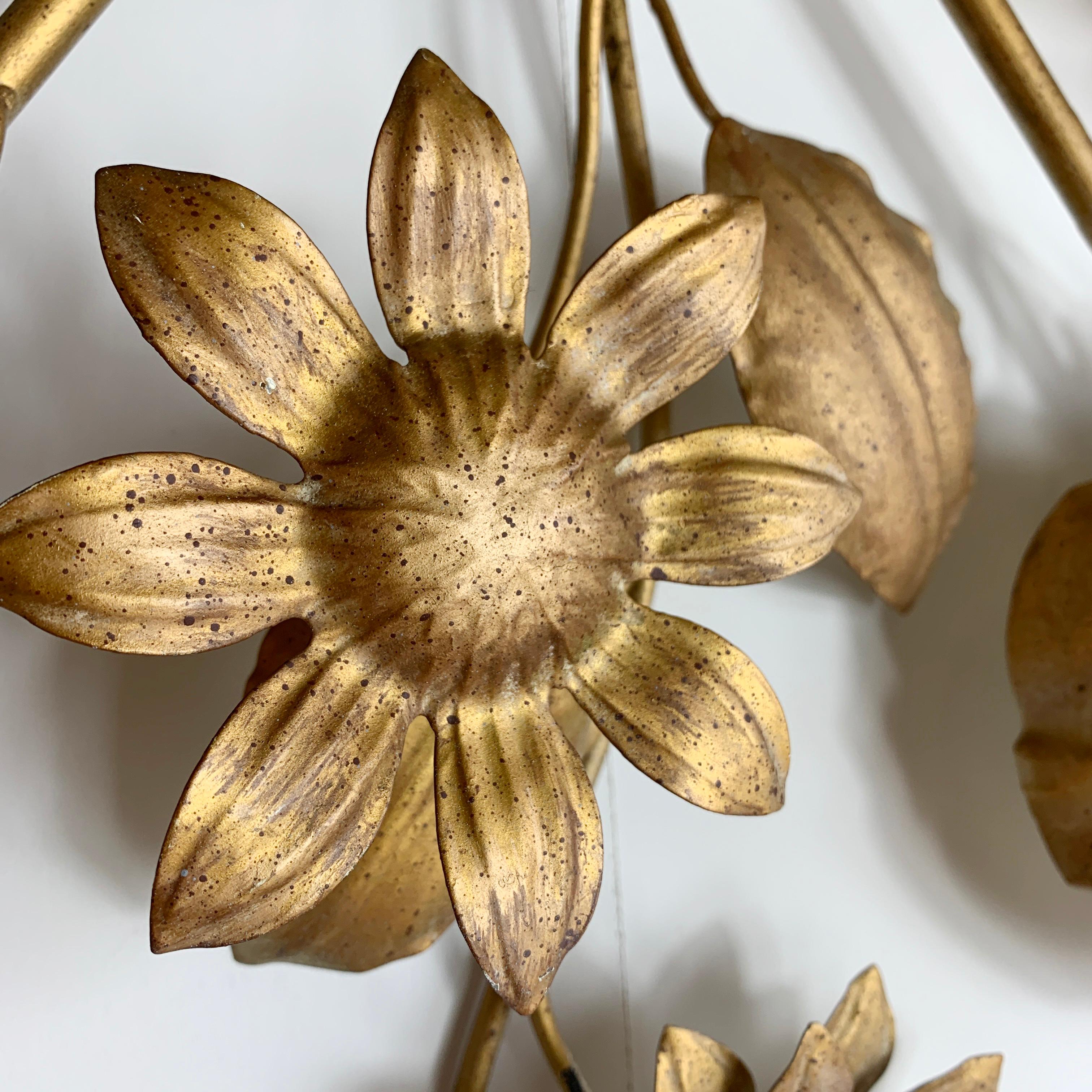 Late 20th Century Italian Gold Flush Flower Ceiling Light