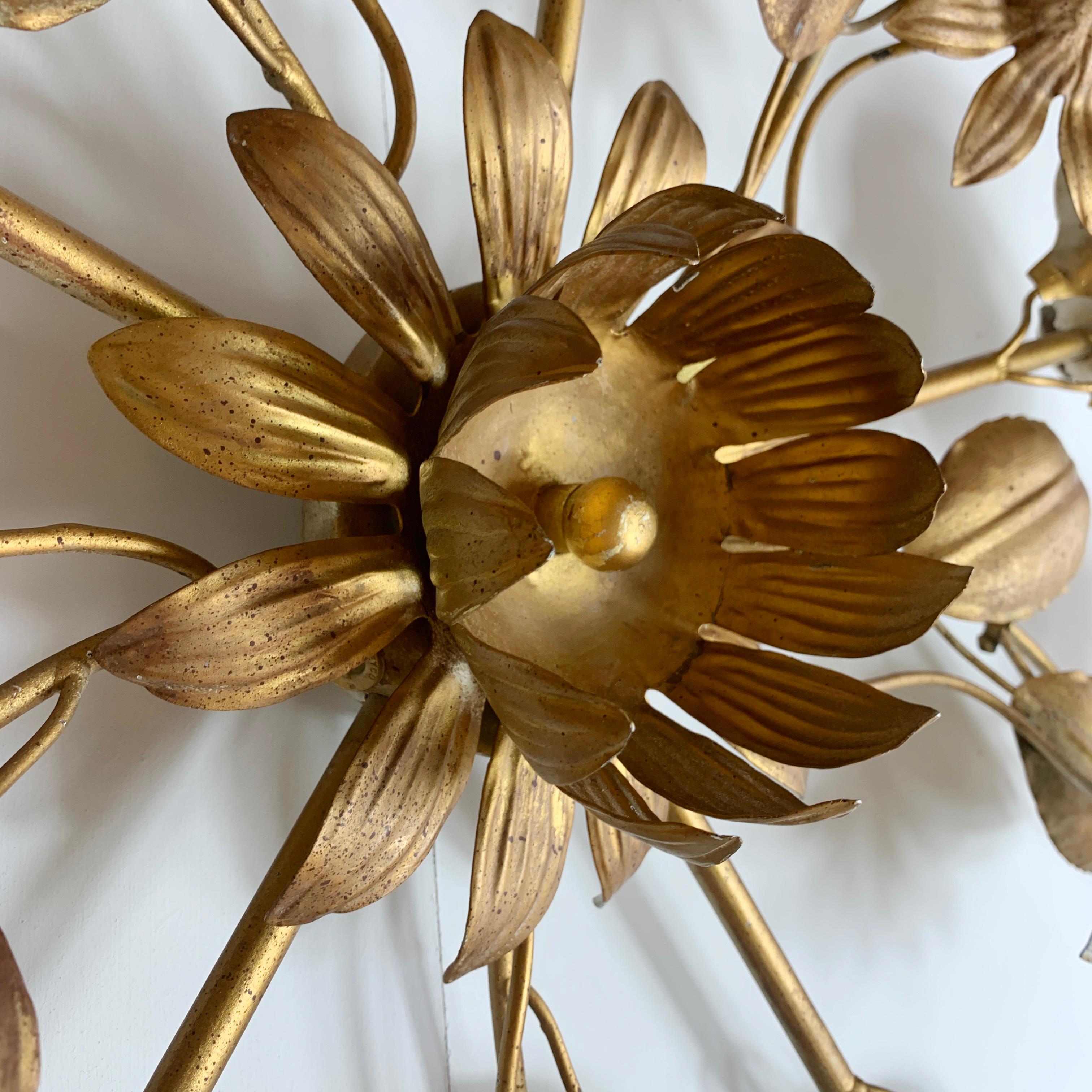 Italian Gold Flush Flower Ceiling Light 1