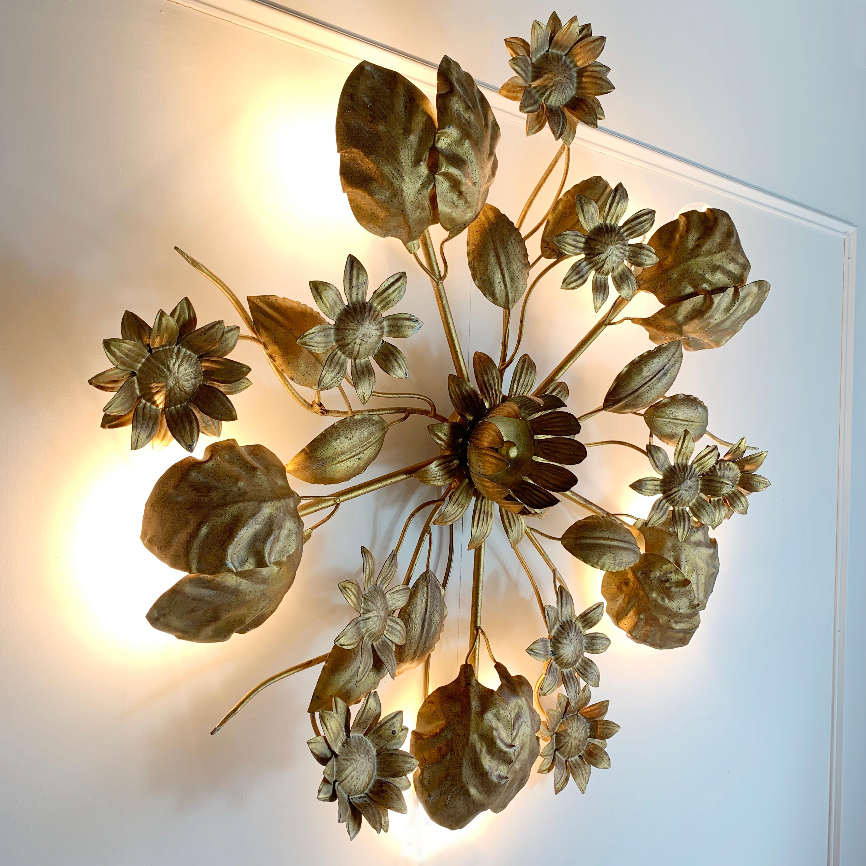 Italian Gold Flush Flower Ceiling Light 2