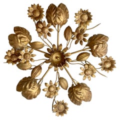 Italian Gold Flush Flower Ceiling Light