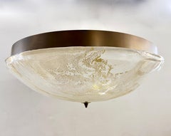 Italian Gold Frosted Crystal Murano Glass Bronze Round Flush Mount /Pendant