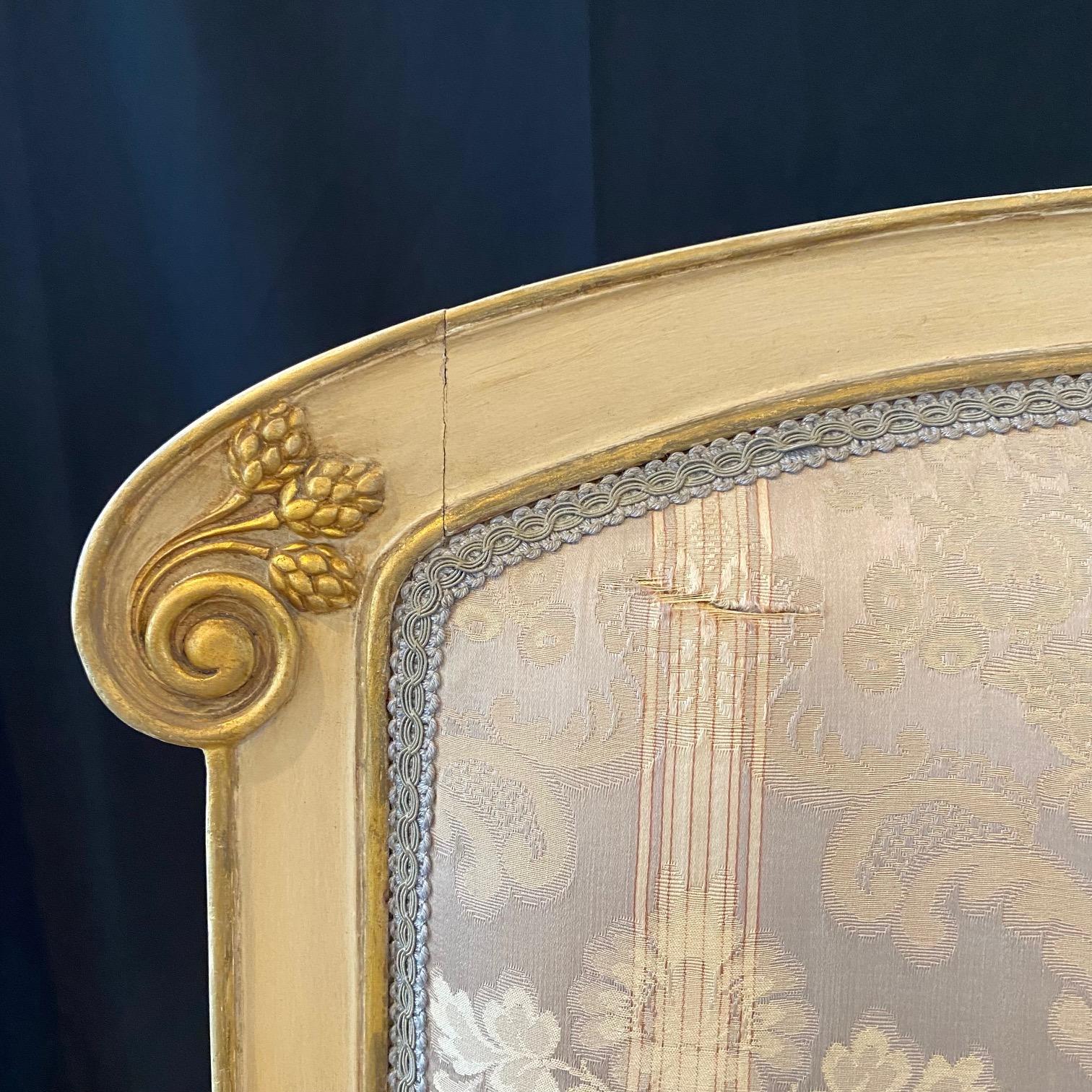 Italian Gold Gilt and Cream Painted Mid Century Art Nouveau Sofa For Sale 4