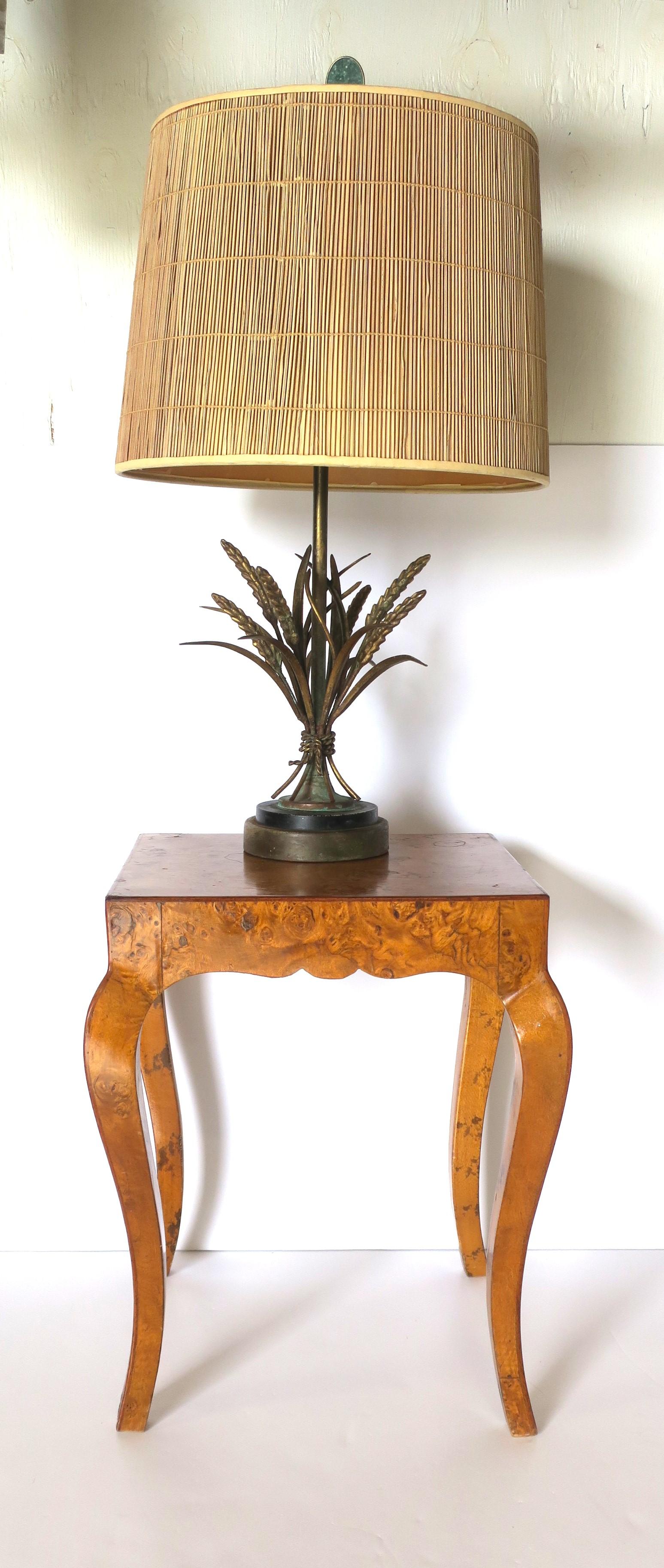 20th Century Italian Gold Gilt Brass Sheaf of Wheat Desk or Table Lamp After Maison Baguès For Sale