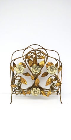 Italian Magazine Holder Flowers and Leaves, 1950s