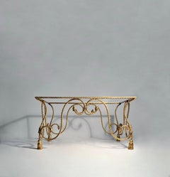 Italian Gold Gilt Rope & Tassel Coffee Table