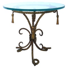 Vintage Italian Gold Gilt Rope Tassel Drinks Table 