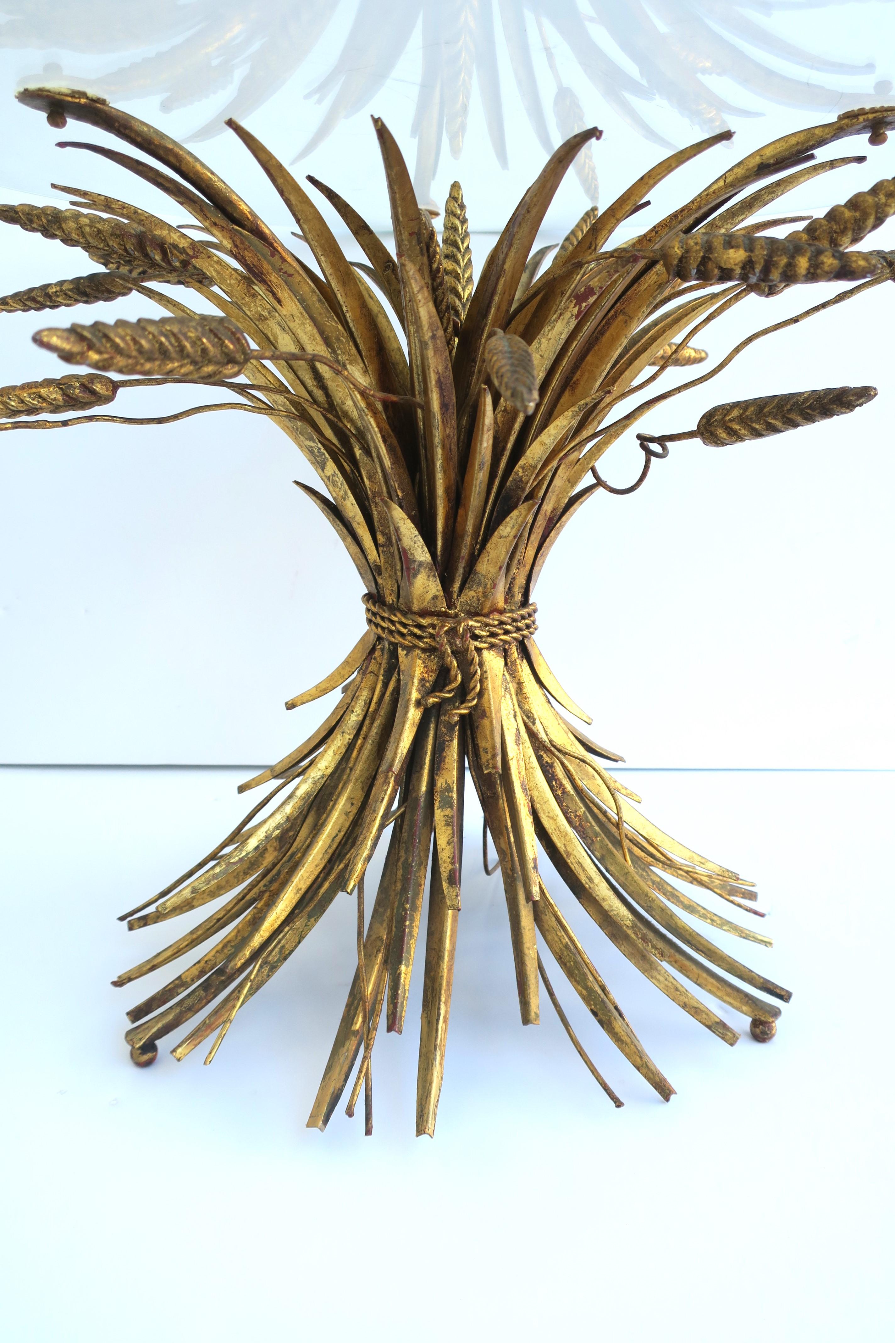 Italian Gold Sheaf of Wheat Side or Drinks Table  For Sale 3