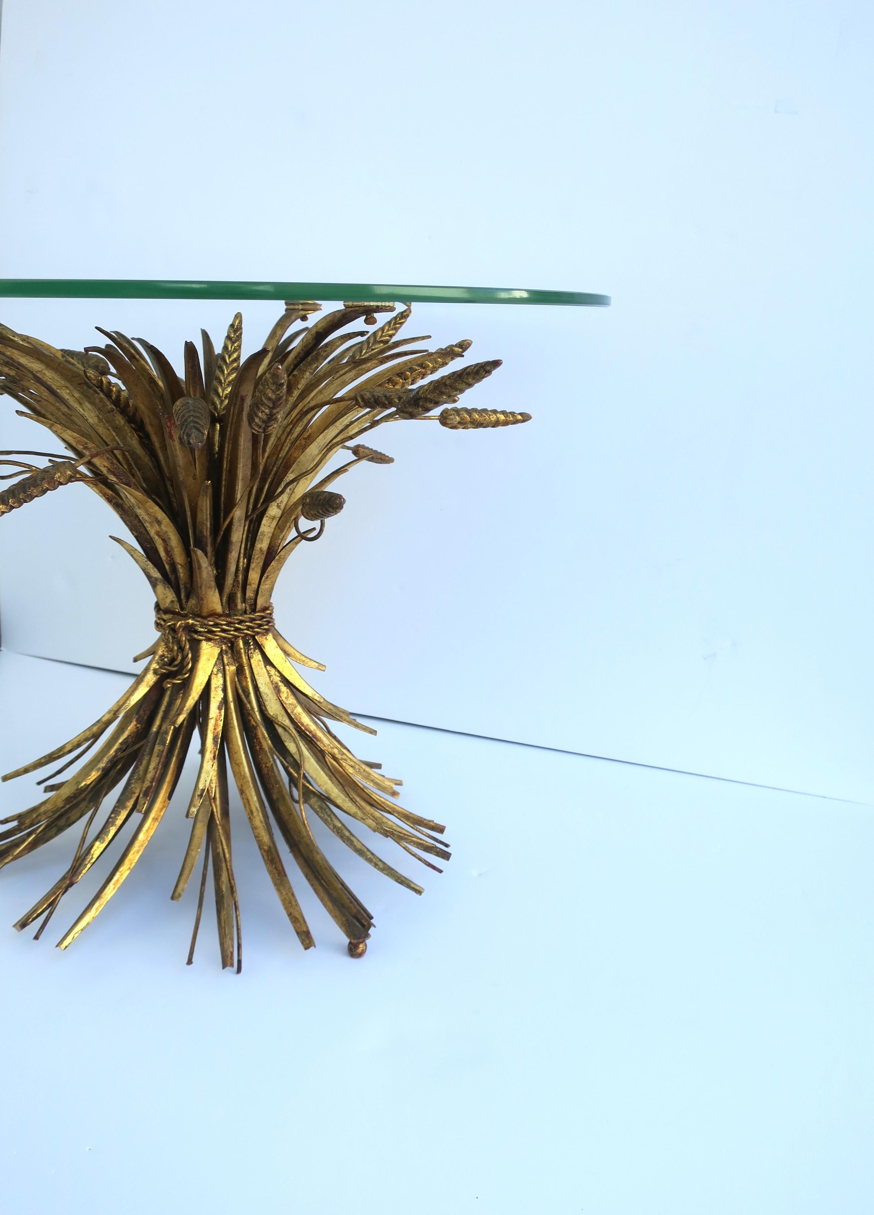 Italian Gold Sheaf of Wheat Side or Drinks Table  For Sale 4