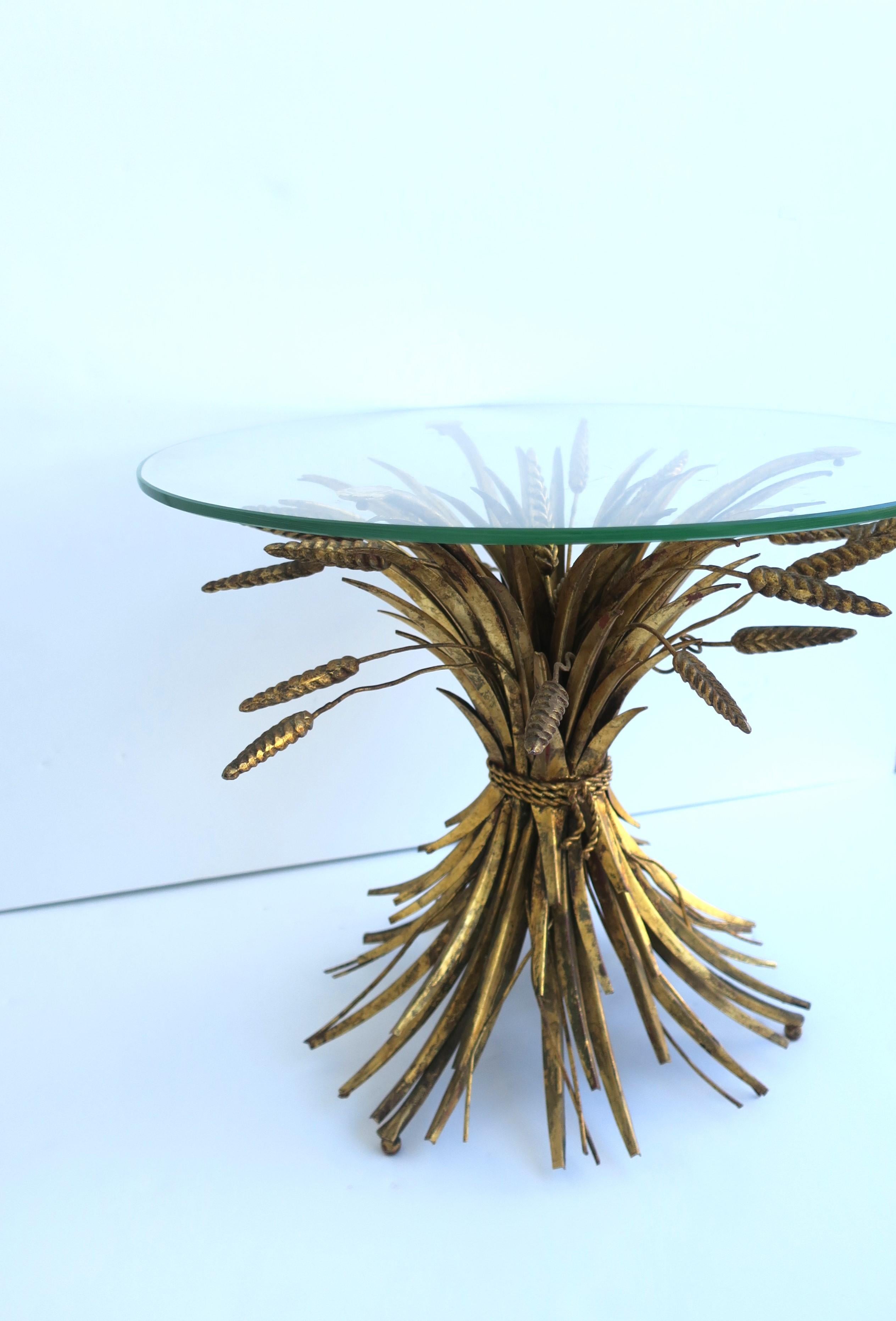 Italian Gold Sheaf of Wheat Side or Drinks Table  For Sale 5
