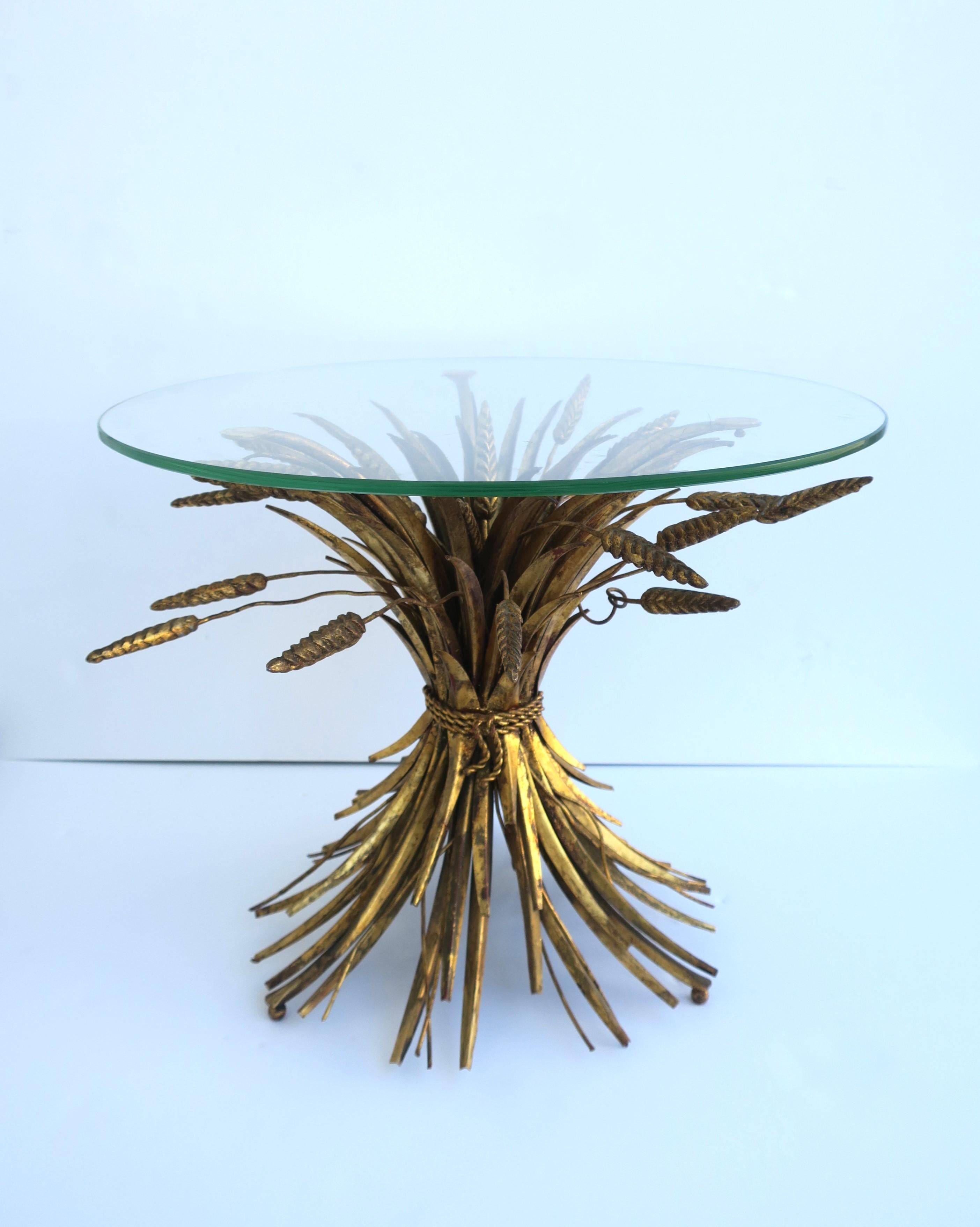 Gilt Italian Gold Sheaf of Wheat Side or Drinks Table  For Sale