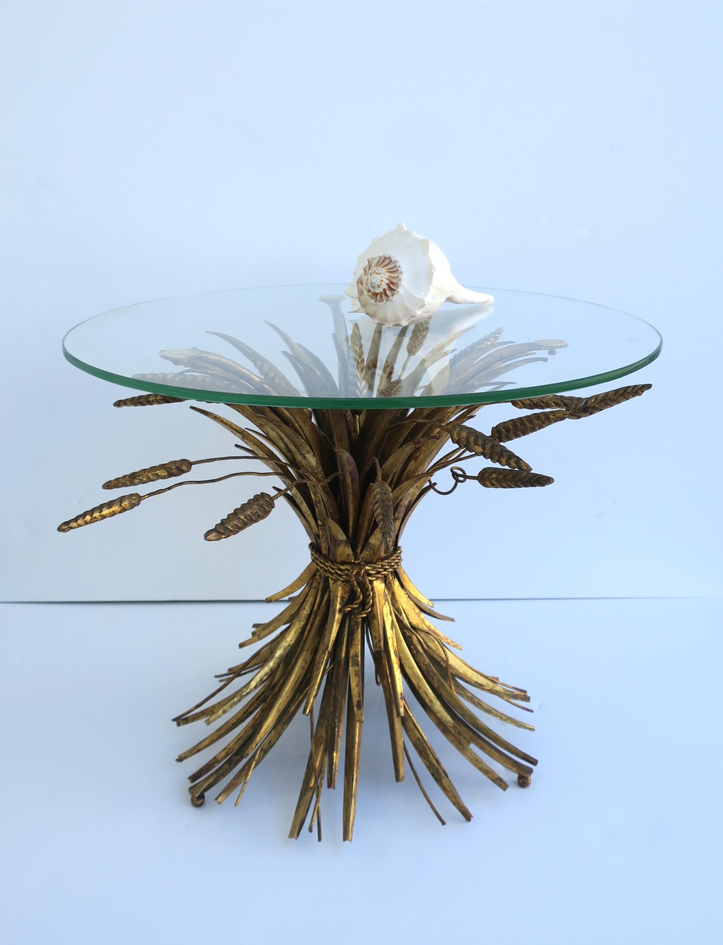 20th Century Italian Gold Sheaf of Wheat Side or Drinks Table  For Sale