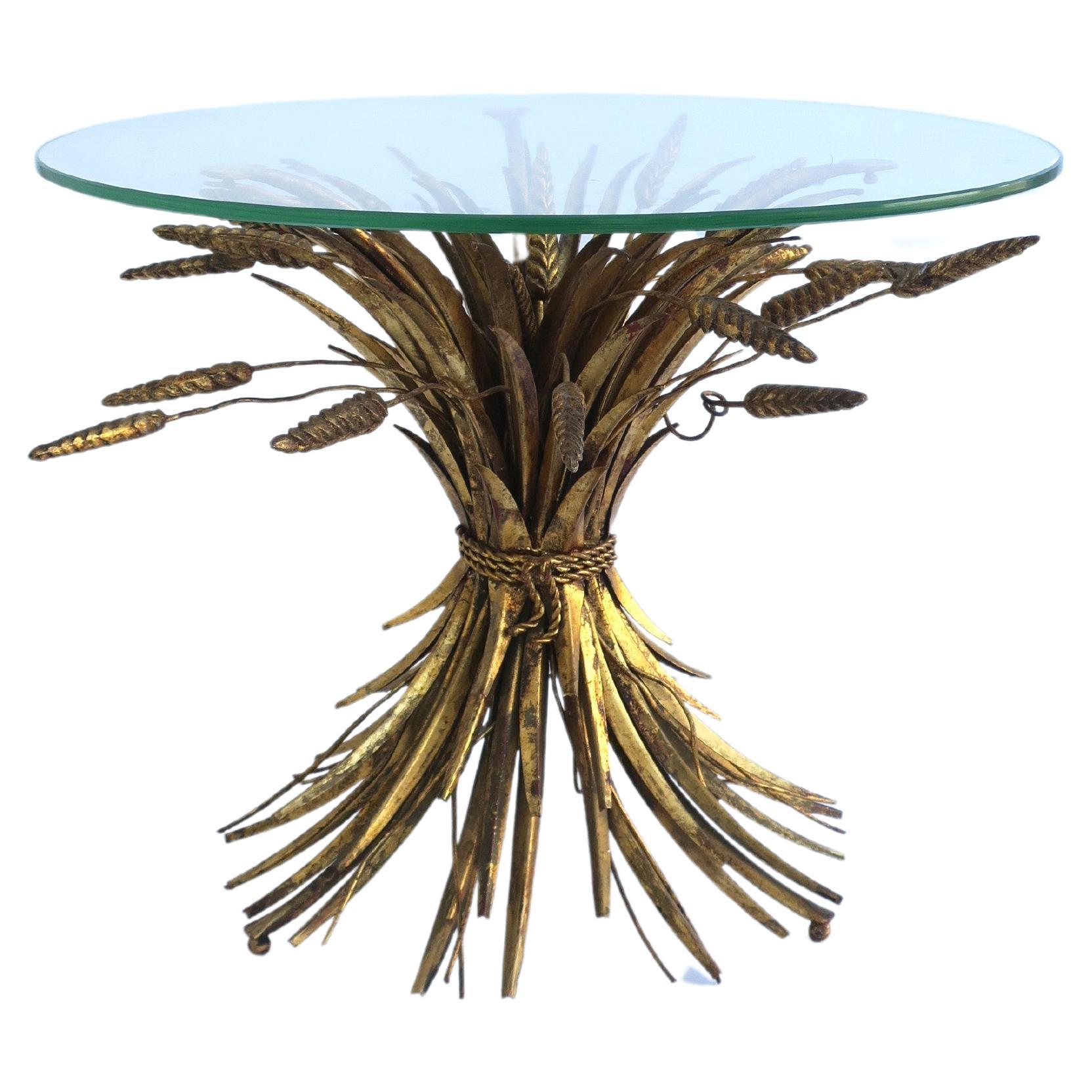 Italian Gold Sheaf of Wheat Side or Drinks Table  For Sale