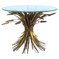 Vintage Italian Gold Sheaf of Wheat Side or Drinks Table 