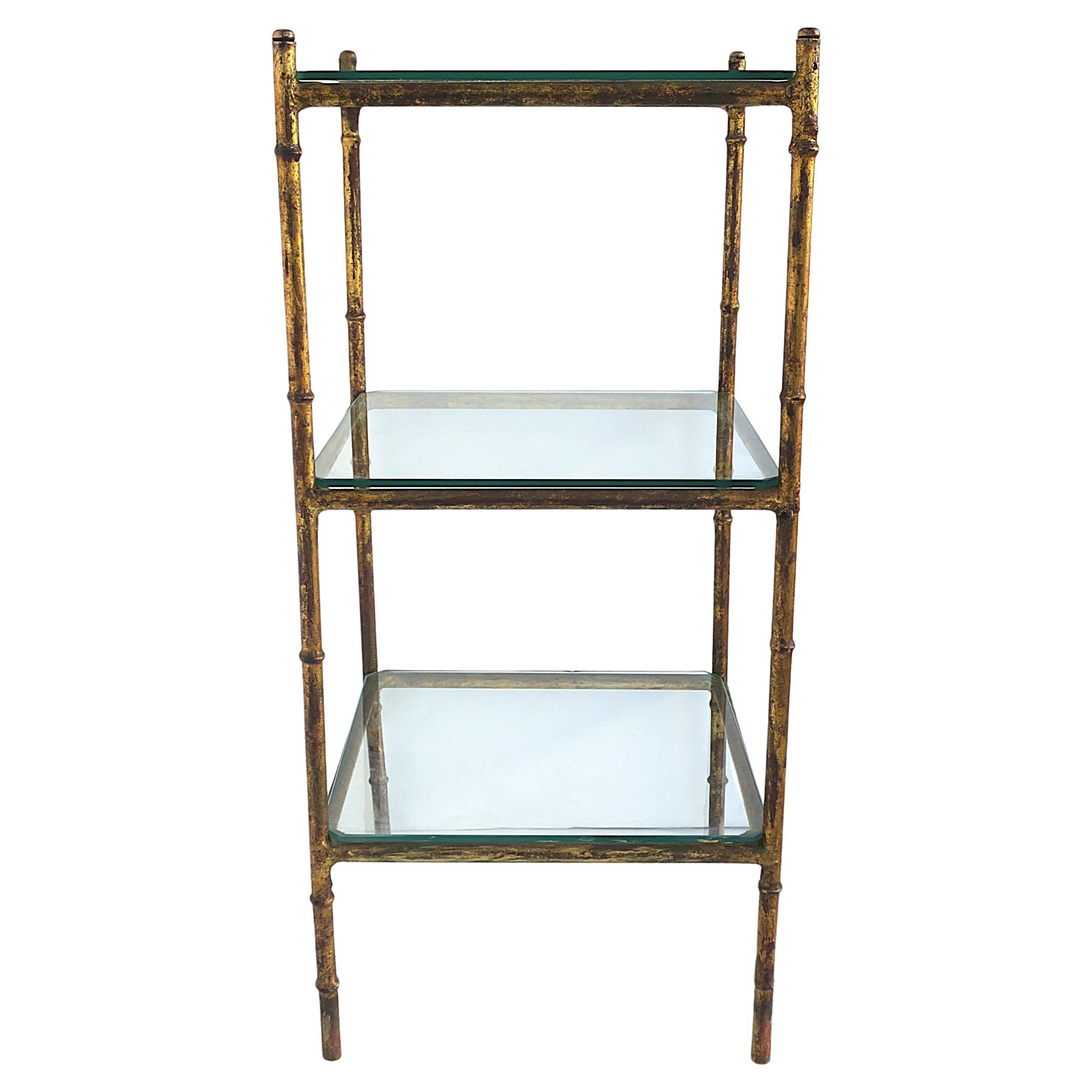 Italian Gold Gilt Stand with Glass Shelves Étagère