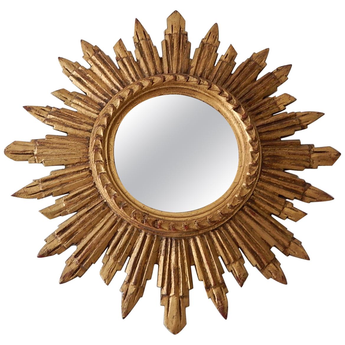 Italian Gold Gilt Sunburst Starburst Mirror circa 1940