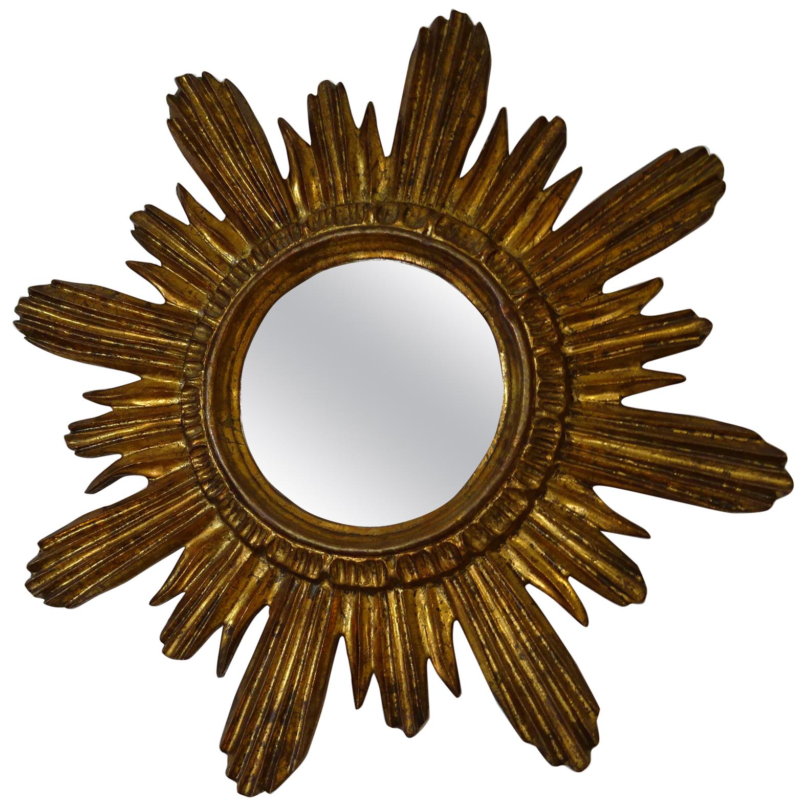 Italian Gold Gilt Sunburst Starburst Mirror, circa 1940