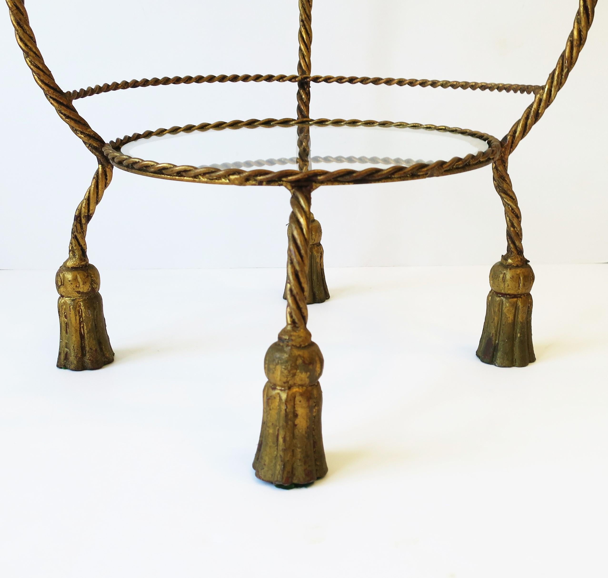 Italian Gold Gilt Tole Étagère Shelves Storage or Display with Rope & Tassel 9