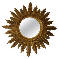 Miroir en bois doré italien Sunburst Starburst, vers 1940