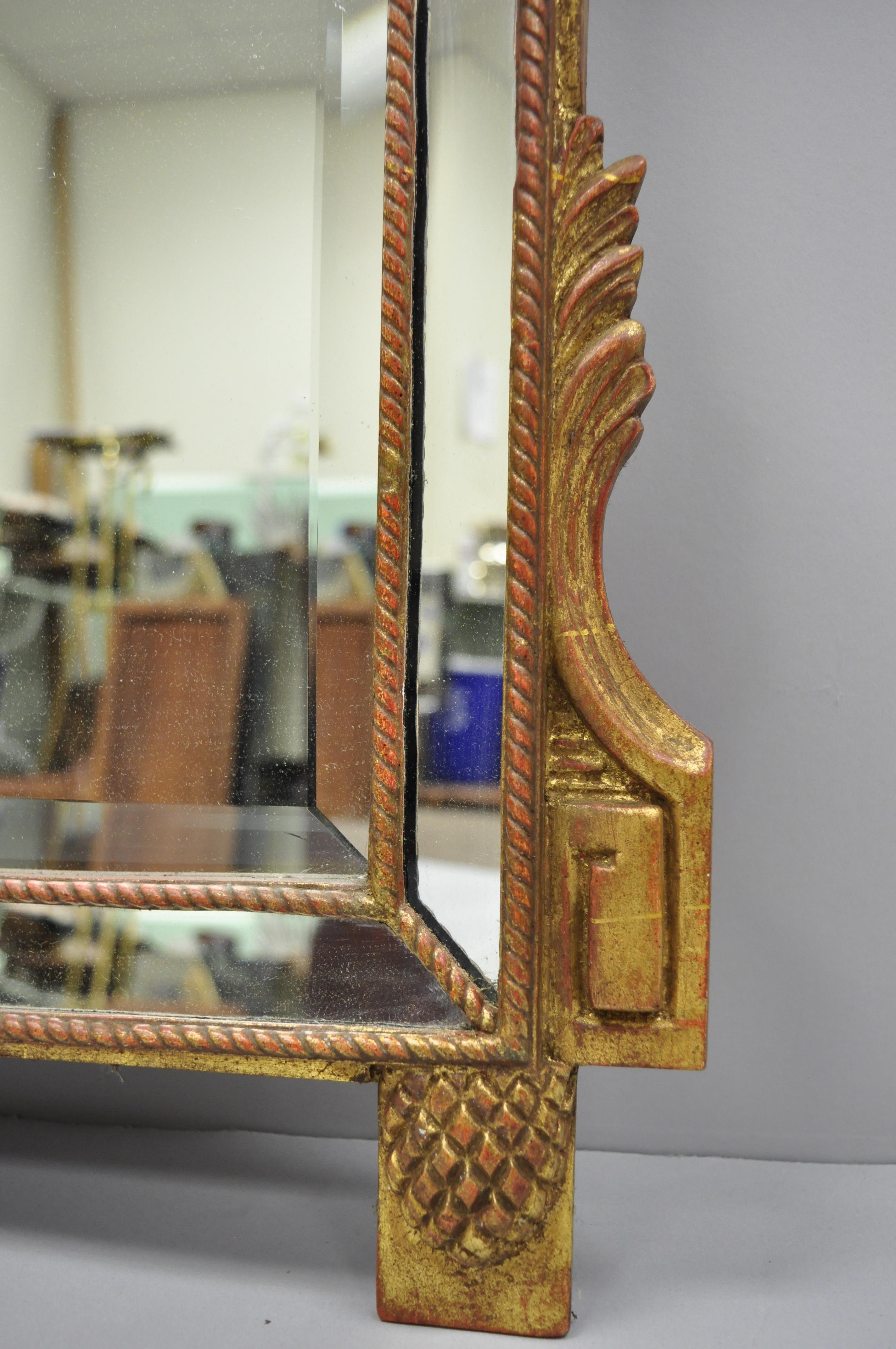 Italian Gold Giltwood French Empire Style Mirror with Hot Air Balloon Crest In Good Condition In Philadelphia, PA