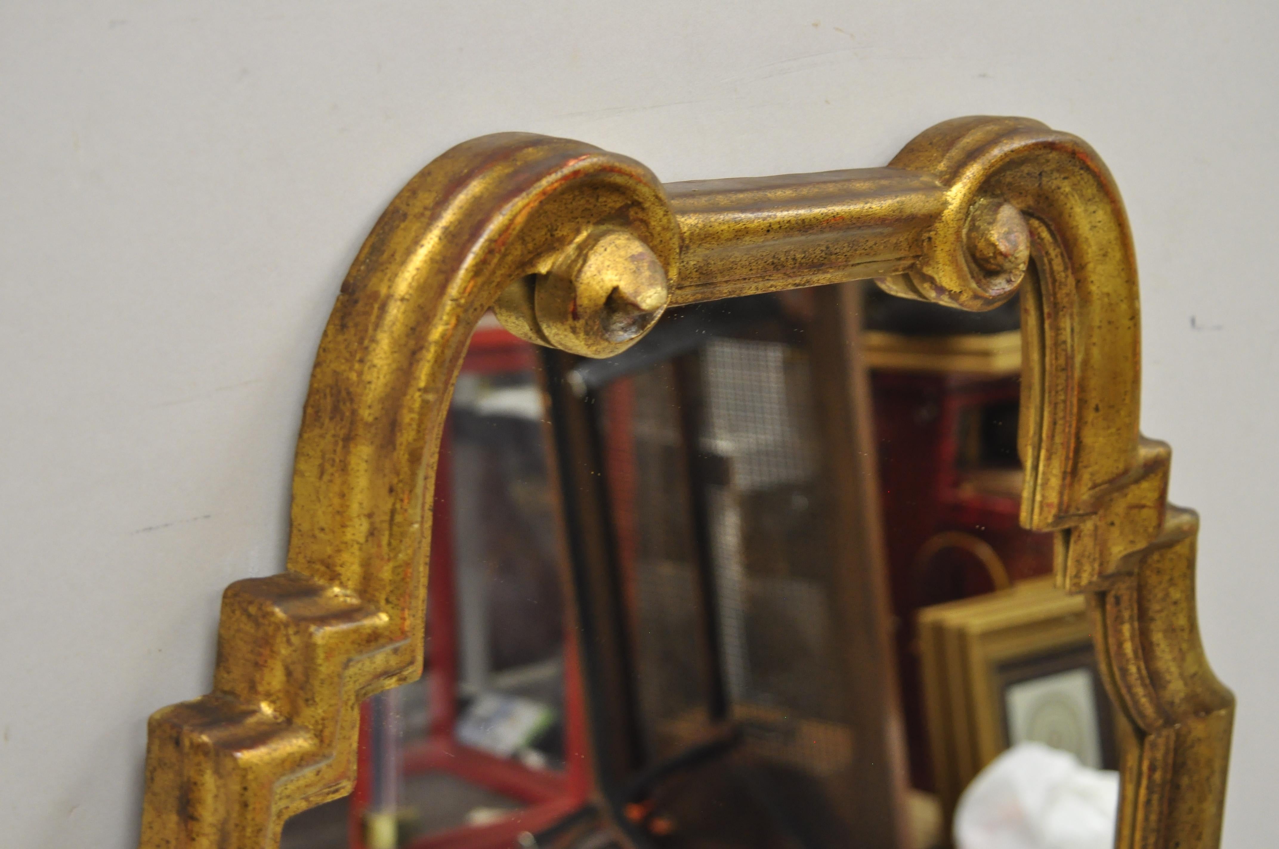20th Century Italian Gold Giltwood Hollywood Regency Scroll Wall Console Mirror Kent Coffey