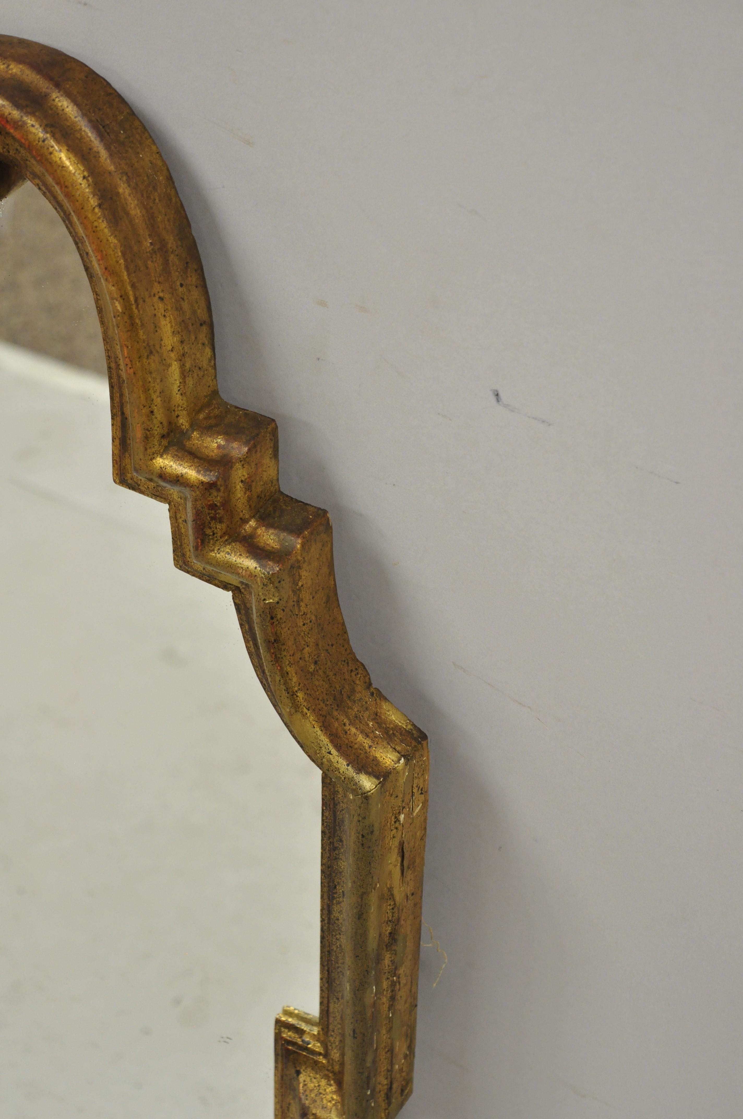 Italian Gold Giltwood Hollywood Regency Scroll Wall Console Mirror Kent Coffey 1