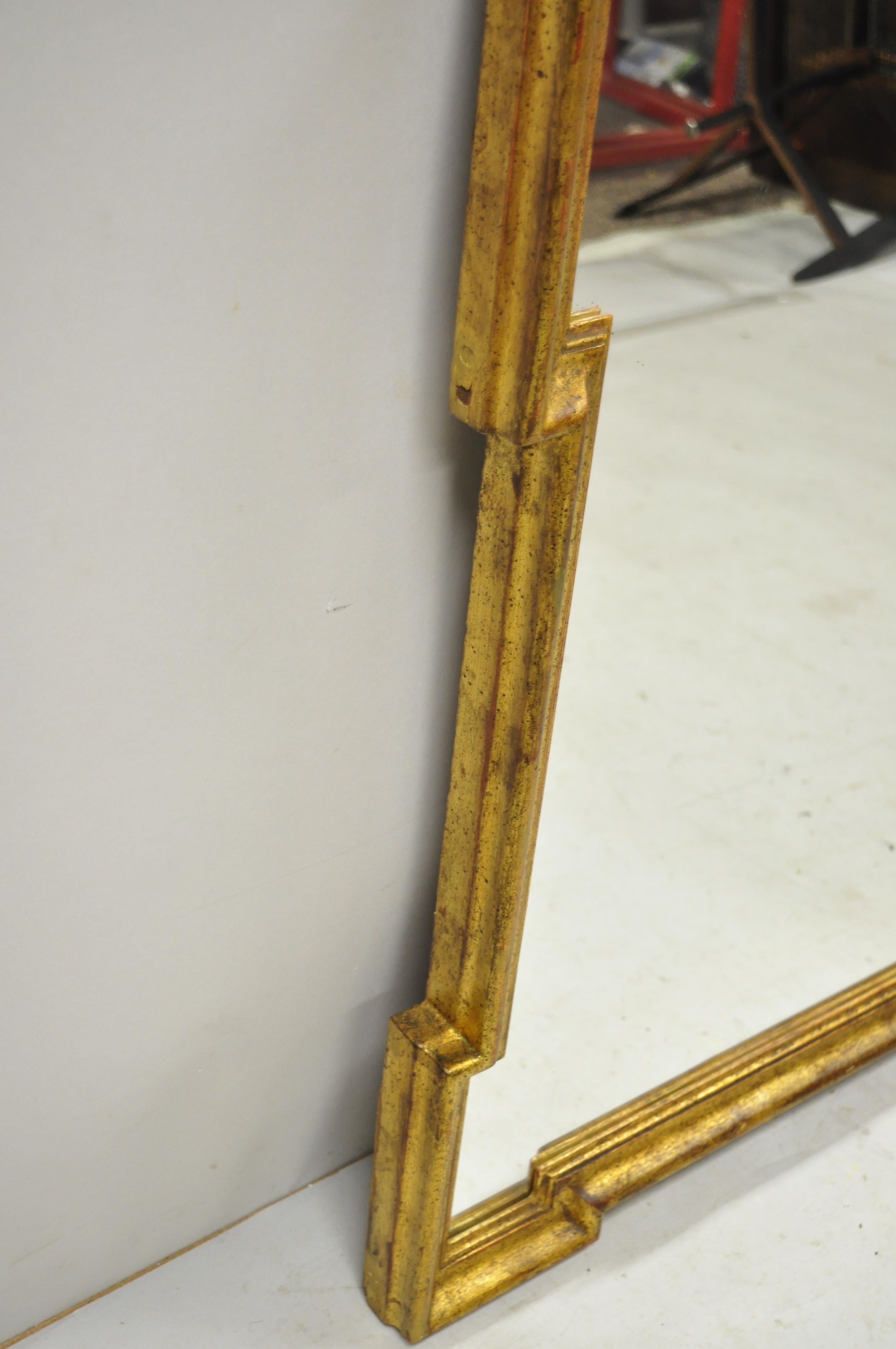 Italian Gold Giltwood Hollywood Regency Scroll Wall Console Mirror Kent Coffey 2