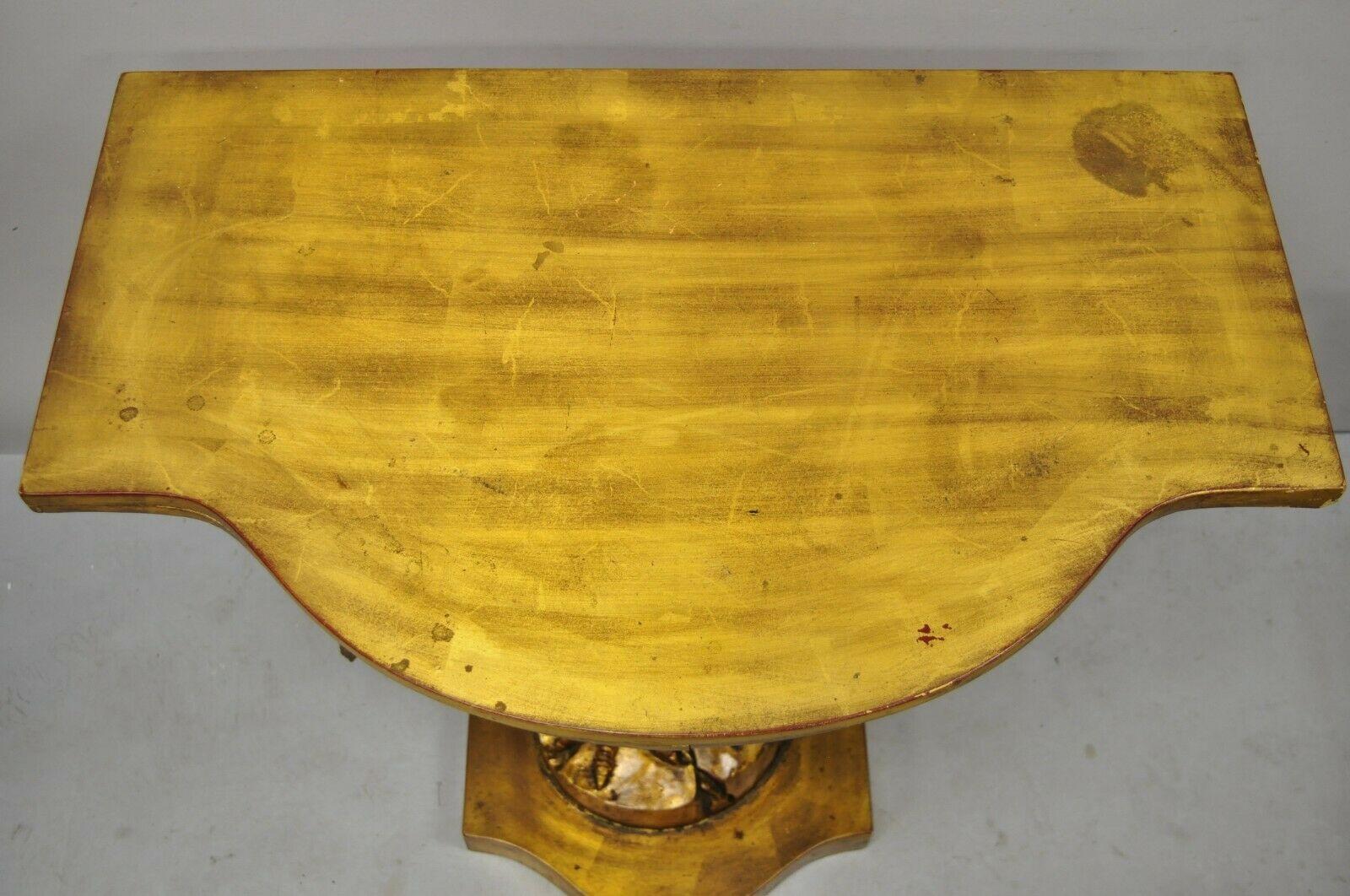 20th Century Italian Gold Giltwood Neoclassical Style American Eagle Console Hall Table For Sale