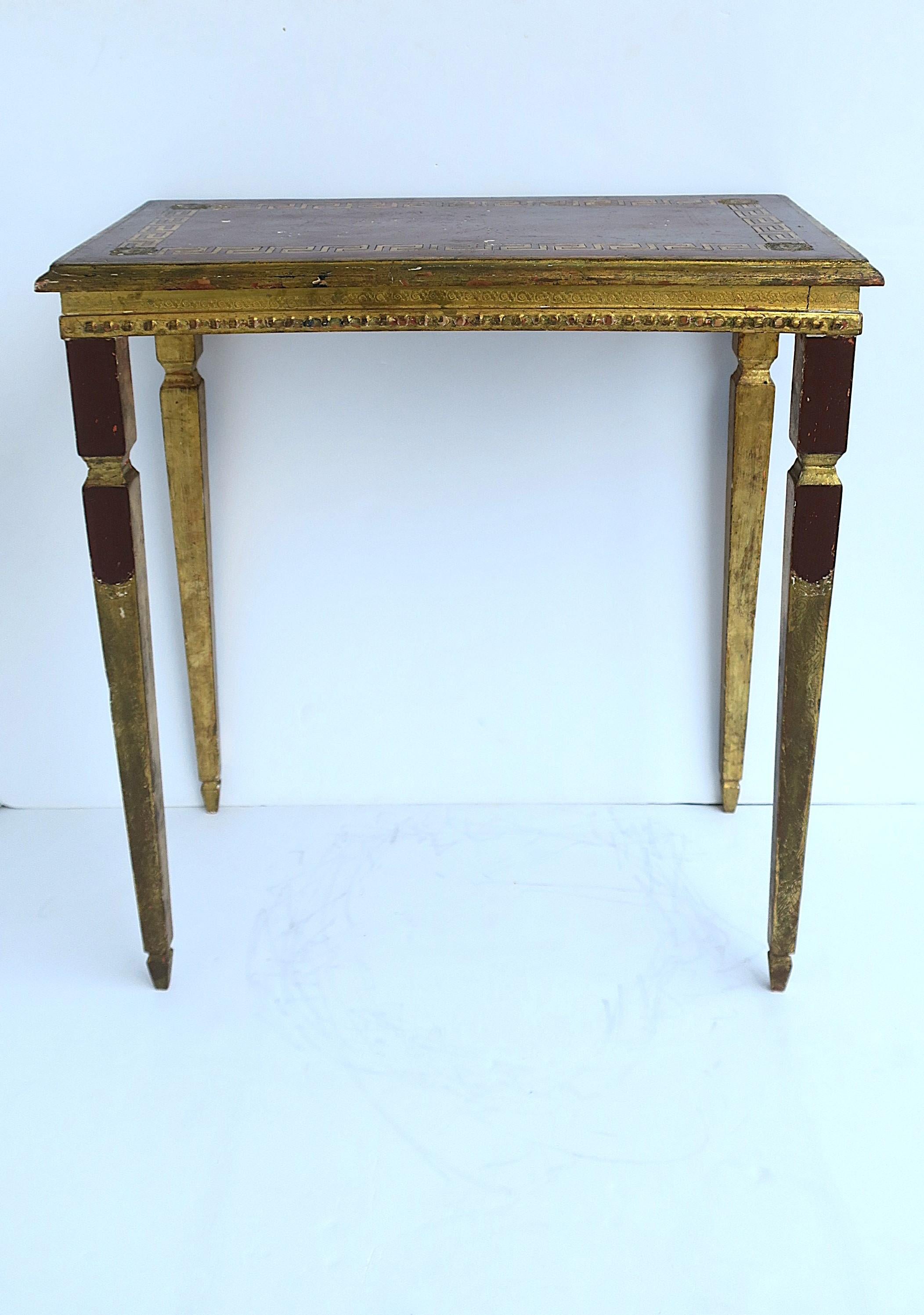 Italian Gold Giltwood Side End Table Greek Key Design For Sale 10