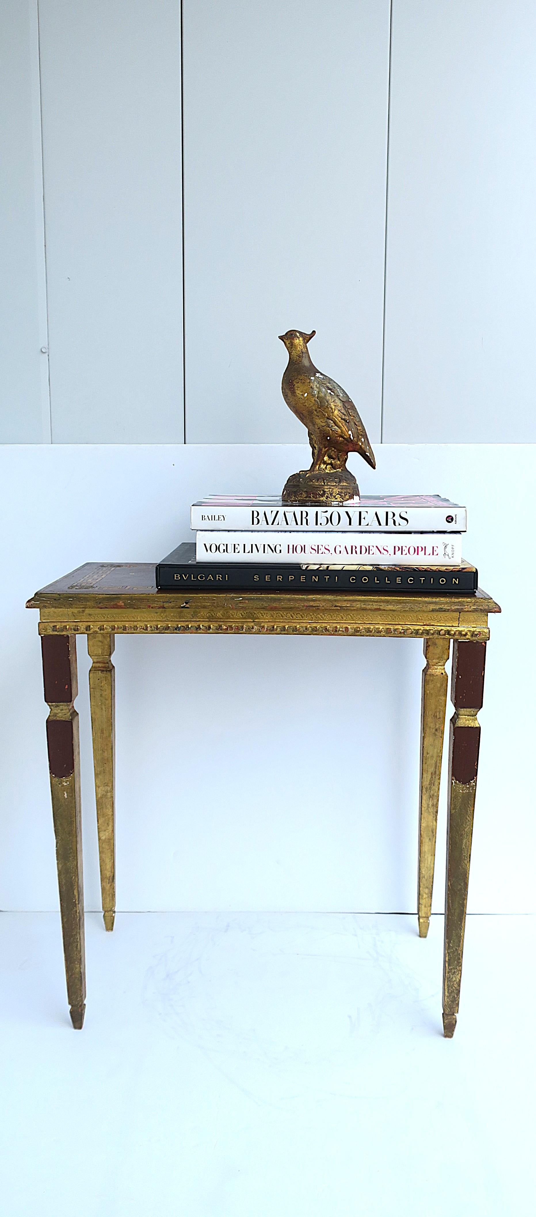 Italian Gold Giltwood Side End Table Greek Key Design For Sale 2