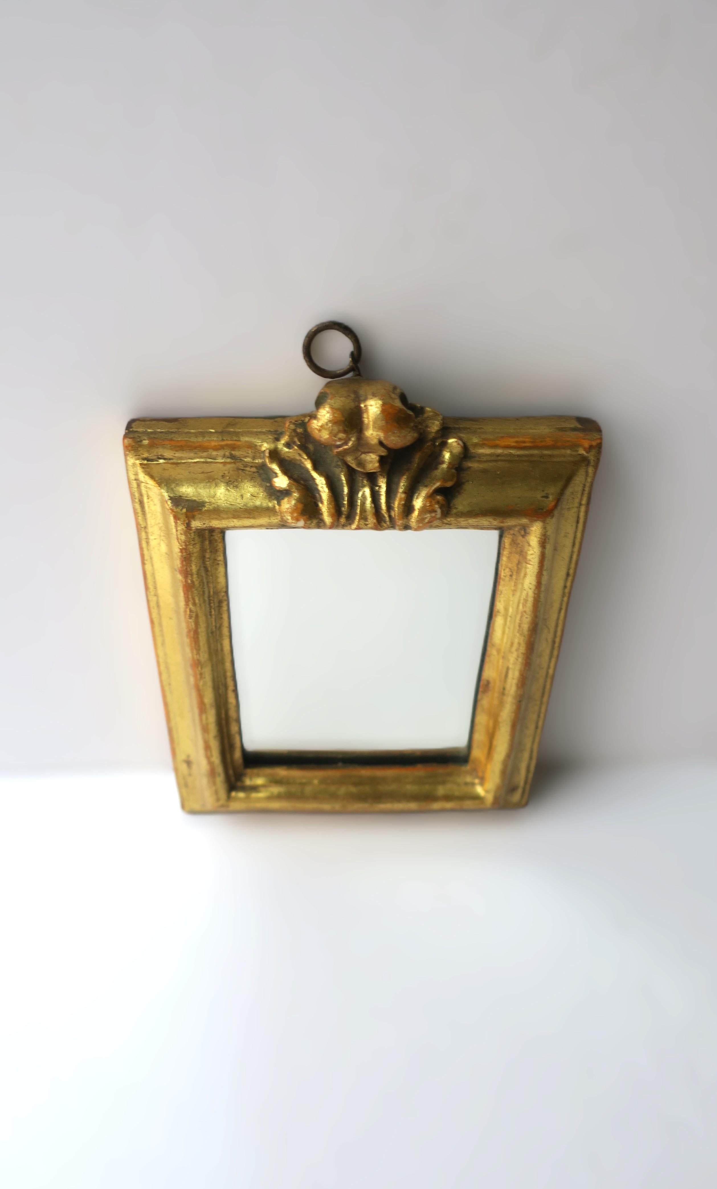20th Century Italian Gold Giltwood Wall Mirror, Small For Sale