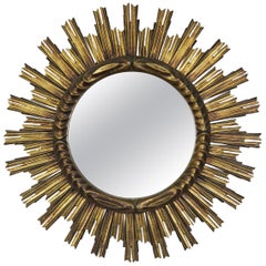 Italian Gold Leaf Sunburst Mirror, circa 1930s