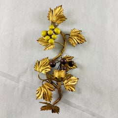 Italian Gold Leaf Tole Peinte Grape Vine Candle Sconce