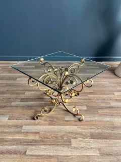 Italian Gold Leafed Iron Table with Glass Top