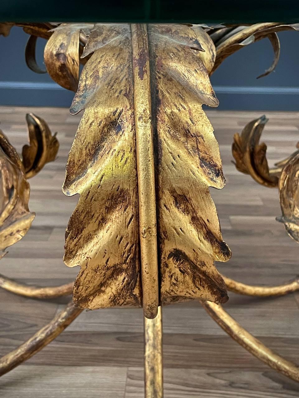 Italian Gold Leafed Tole Coffee Table Palm Beach Coastal Modern 3