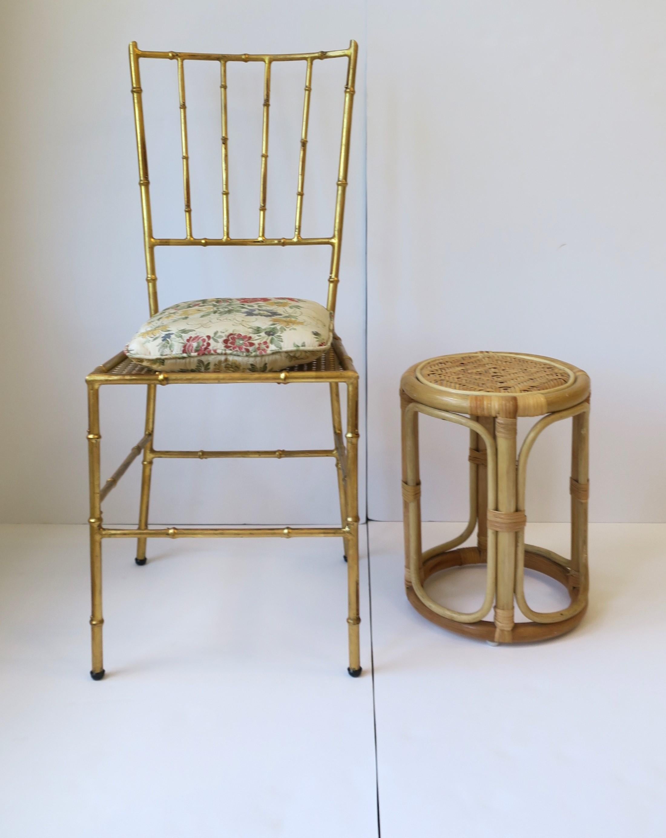 Italian Gold Metal Cane and Bamboo-Esque Desk, Dining or Side Chair For Sale 3