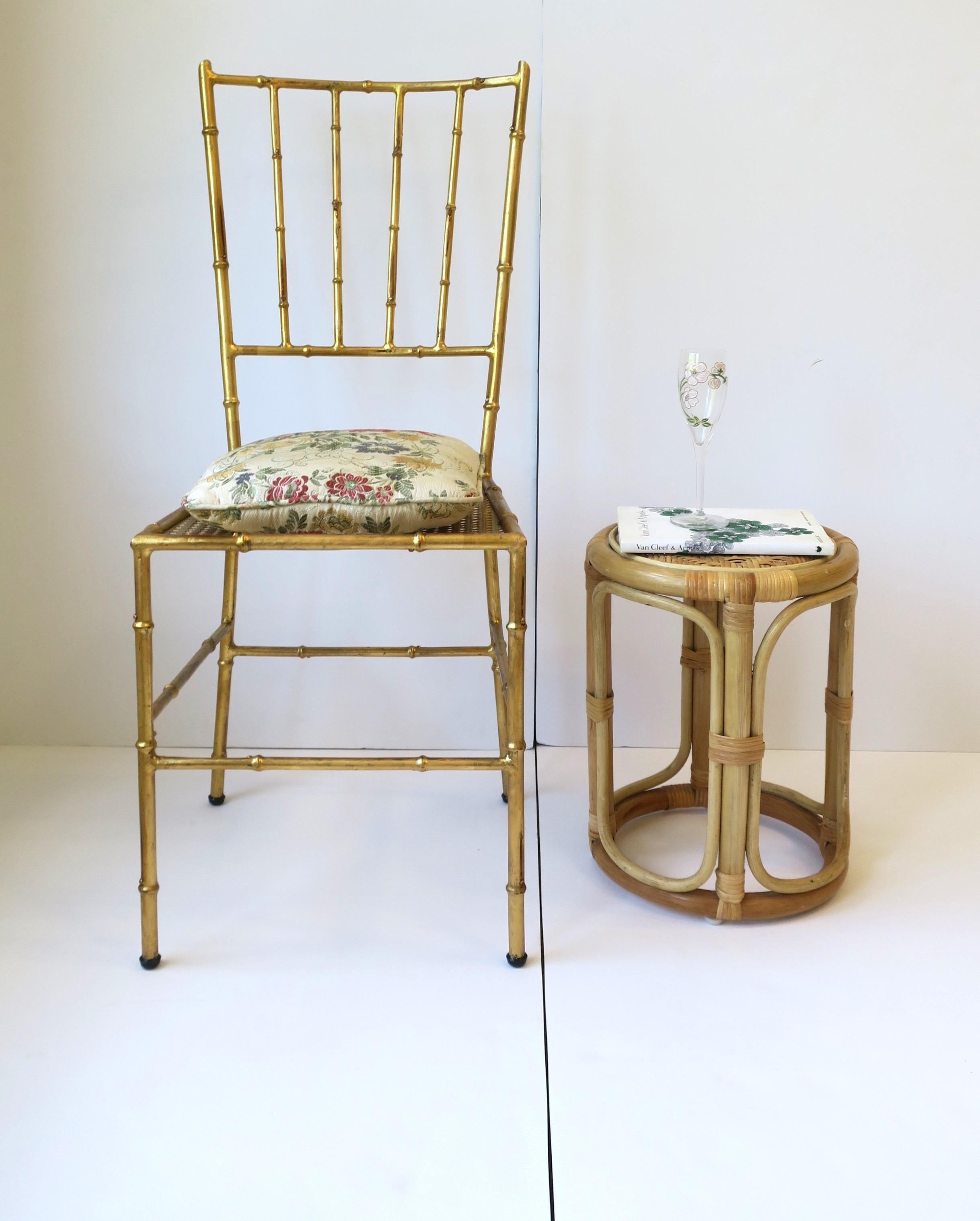 Italian Gold Metal Cane and Bamboo-Esque Desk, Dining or Side Chair For Sale 5
