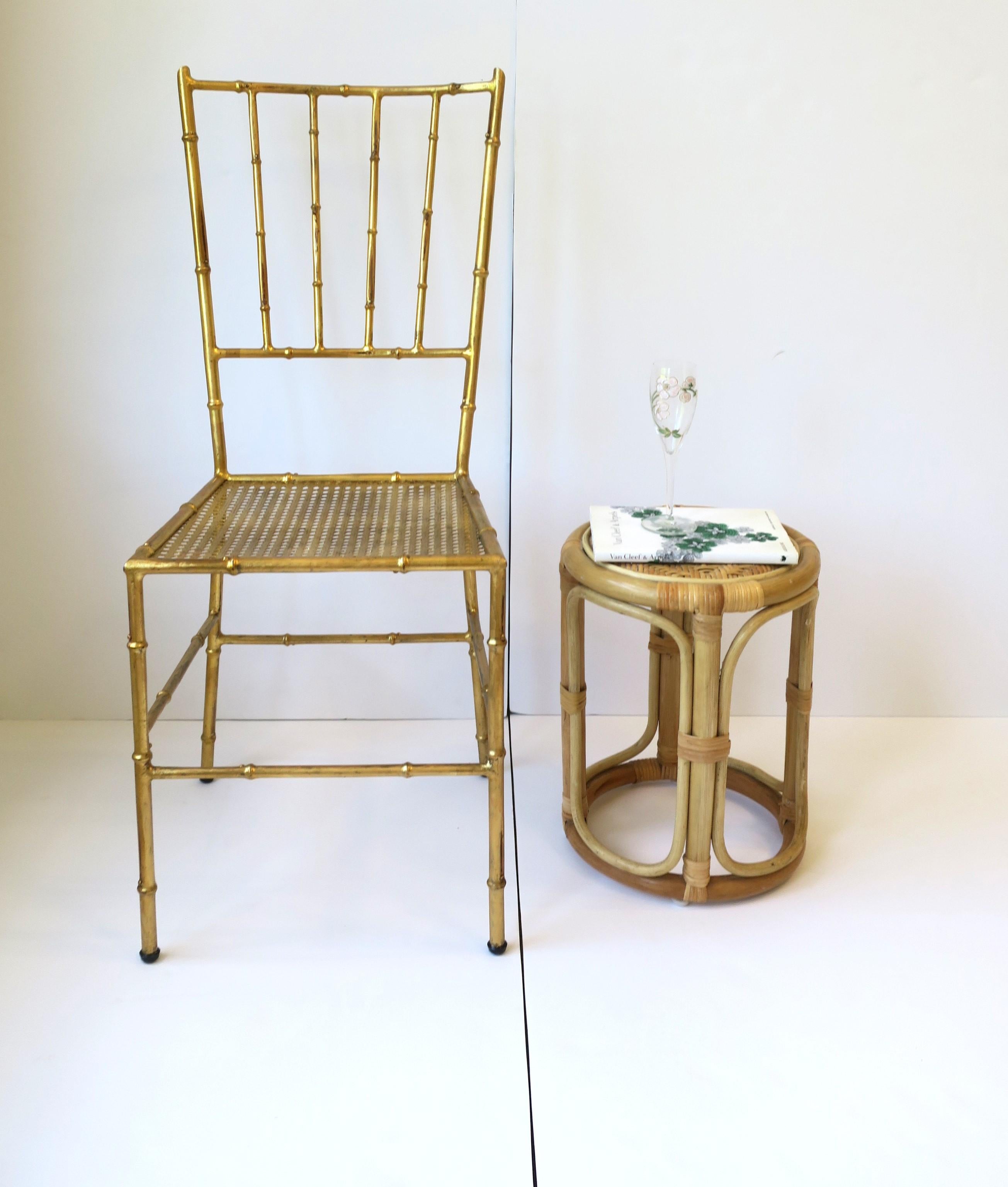 Italian Gold Metal Cane and Bamboo-Esque Desk, Dining or Side Chair For Sale 6