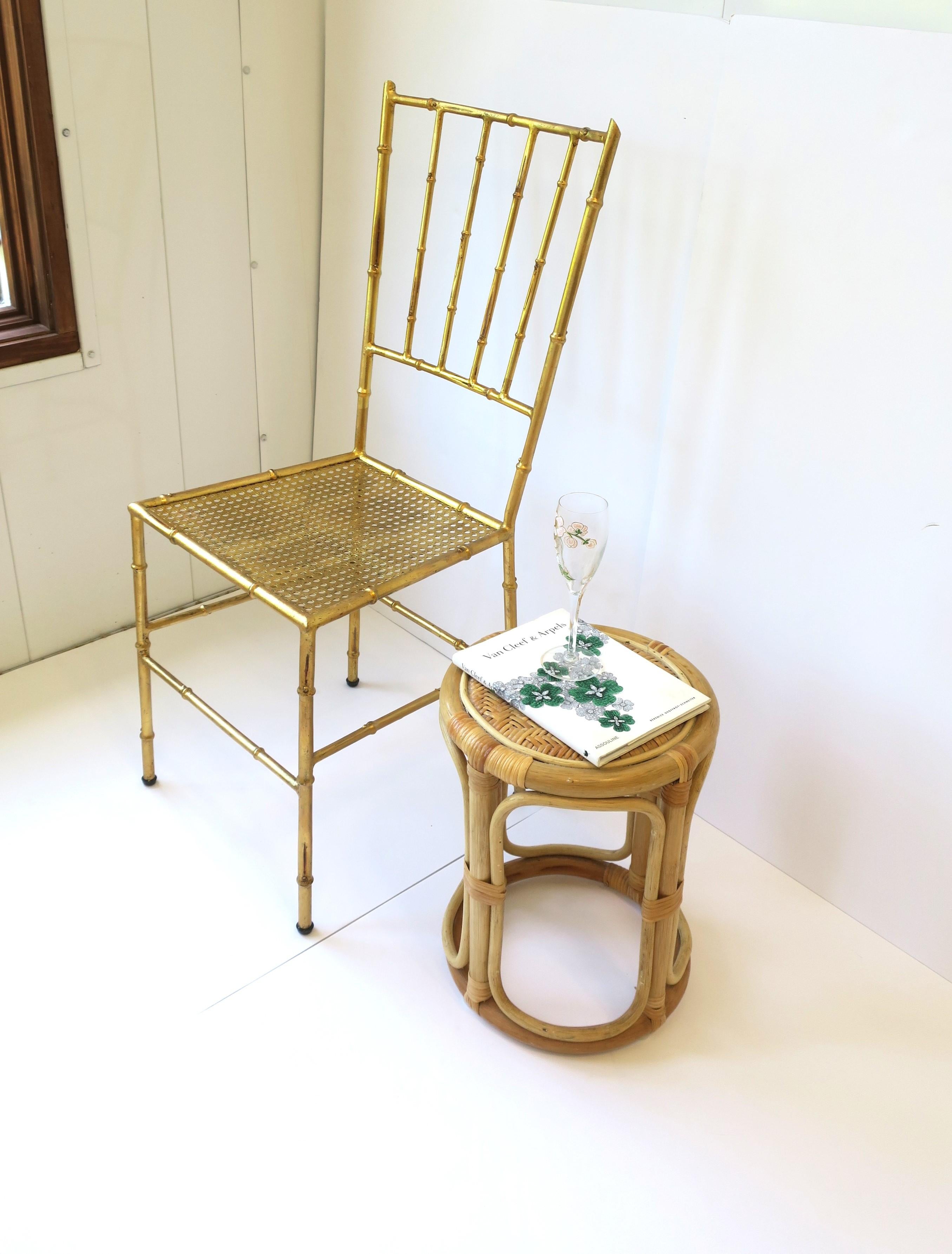 Italian Gold Metal Cane and Bamboo-Esque Desk, Dining or Side Chair For Sale 7