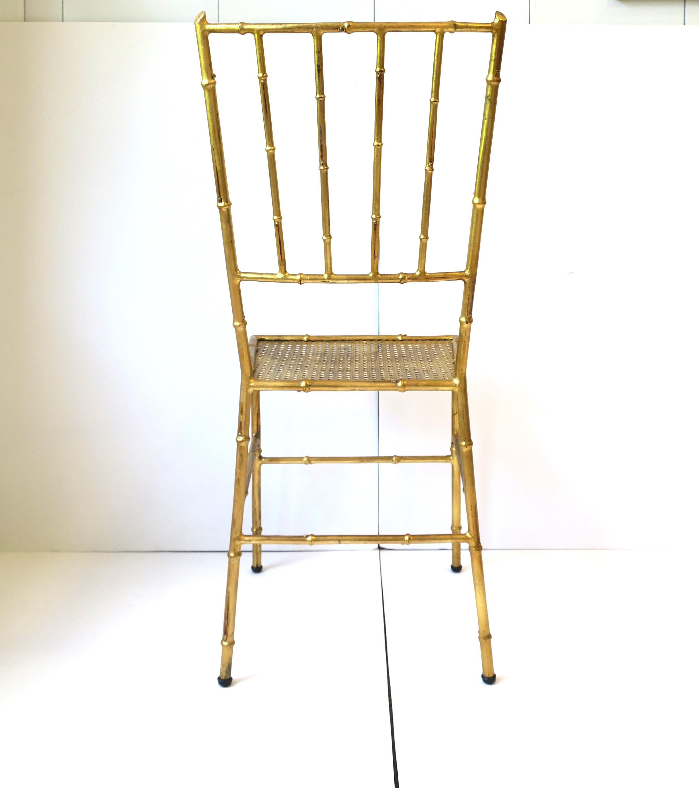 Italian Gold Metal Cane and Bamboo-Esque Desk, Dining or Side Chair For Sale 13