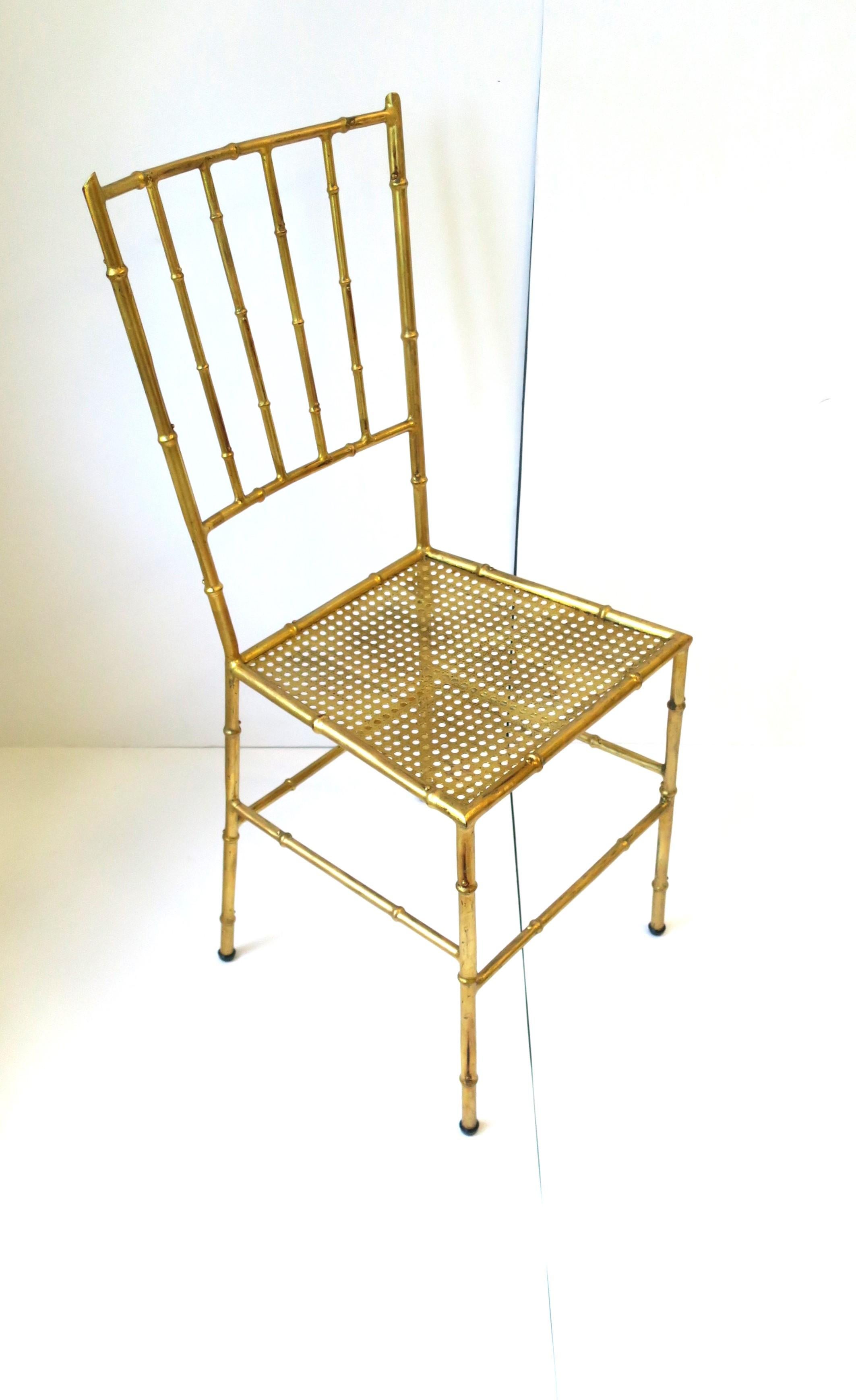 Italian Gold Metal Cane and Bamboo-Esque Desk, Dining or Side Chair In Good Condition For Sale In New York, NY