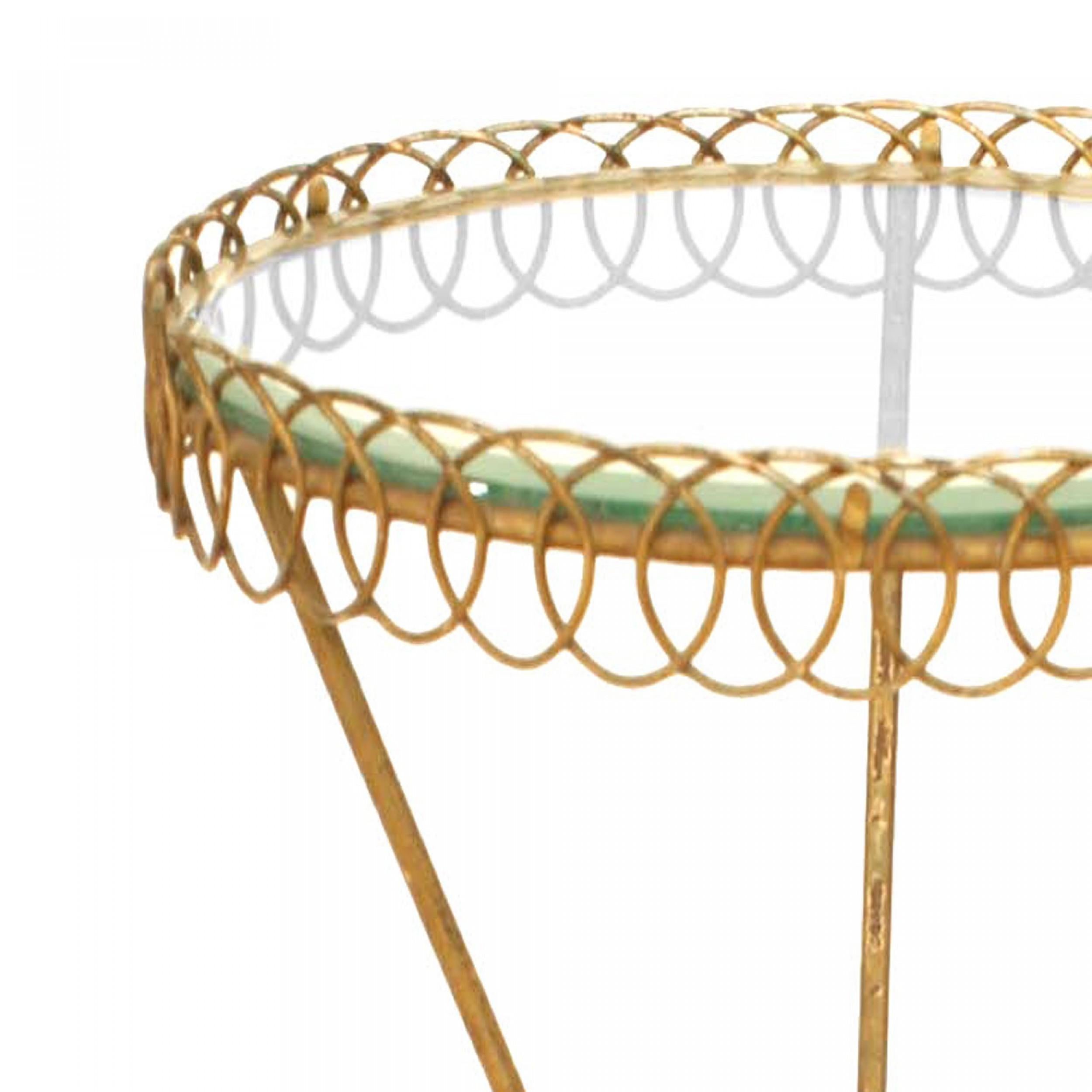 Pedestal de metal dorado italiano Italiano en venta