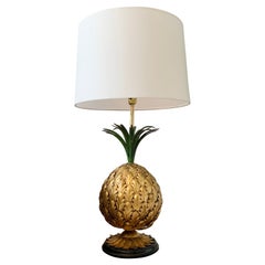 Italian Gold Metal Pineapple Table Lamp 1950’s