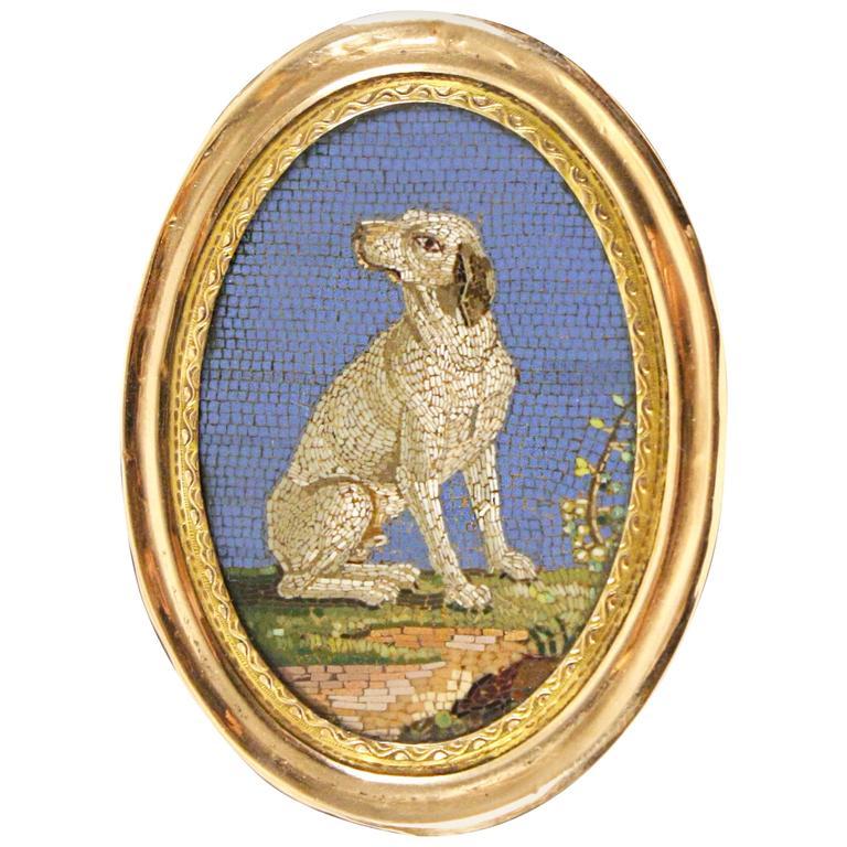 19th Century Italian Gold-Mounted Micromosaic Snuff Box For Sale