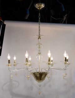 Lustre italien à 8 bras en verre de Murano doré